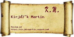Kirják Martin névjegykártya