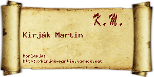 Kirják Martin névjegykártya